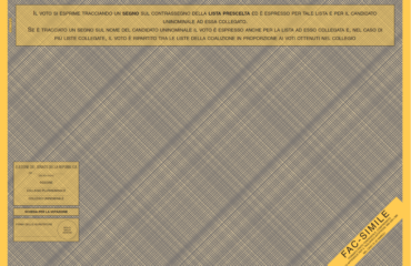 La scheda per l'elezione del Senato nel voto del 4 marzo 2018