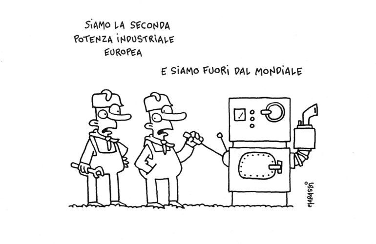 La vignetta di Riccardo Marassi per la presentazione di "Italia 2018 - 60 storie per capire la Terza Repubblica"