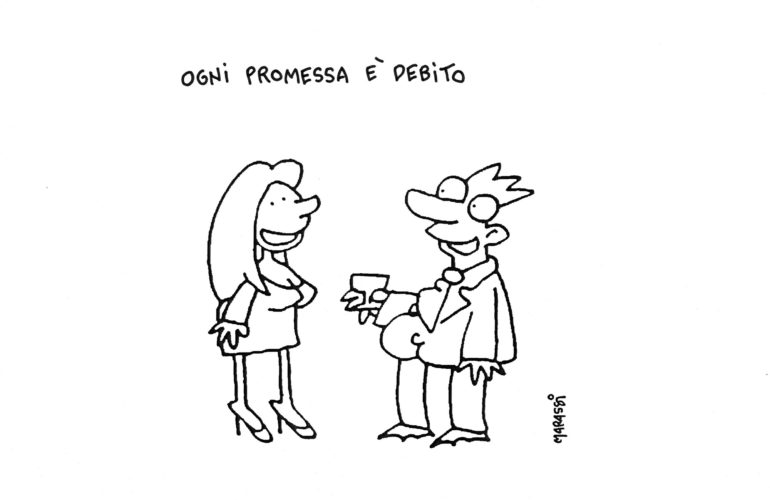 La vignetta di Riccardo Marassi per la presentazione di "Italia 2018 - 60 storie per capire la Terza Repubblica"